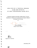 Analysis of a tropical banana juice and effects of heat processing using HPLC