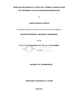 Modelling and design of a latent heat thermal storage system with reference to solar absorption refrigeration