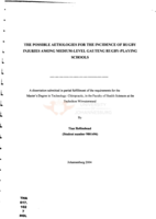 The possible aetiologies for the incidence of rugby injuries among medium-level Gauteng rugby-playing schools