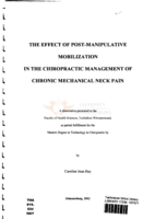 The effect of post-manipulative mobilization in the chiropractic management of chronic mechanical neck pain