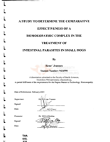 A study to determine the comparative effectiveness of a homoeopathic complex in the treatment of intestinal parasites in small dogs