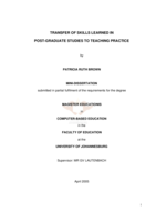 Transfer of skills learned in post-graduate studies to teaching practice.