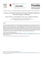 A survey of artificial neural network-based prediction models for thermal properties of biomass