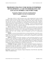 Proposed strategy for micro-enterprise Development : a case of immigrants and locals in Tembisa and Ivory Park