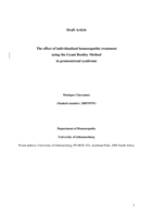 The effect of individualised homoeopathic treatment using the Grant Bentley Method in premenstrual syndrome