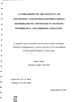A comparison of the efficacy of centesimal and quinquagenimillisimal isotherapeutic potencies in nicotine withdrawal and smoking cessation