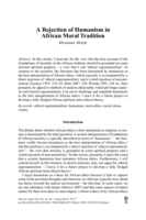 A rejection of humanism in African moral tradition