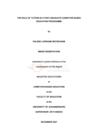The role of tutors in a post-graduate computer-based education programme
