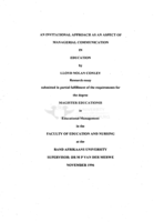 An invitational approach as an aspect of managerial communication in education
