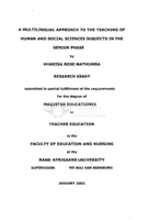A multilingual approach to the teaching of human and social sciences subjects in the senior phase