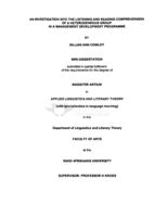 An investigation into the listening and reading comprehension of a heterogeneous group in a management development programme