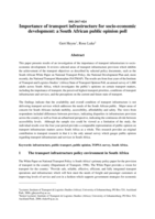 Importance of transport infrastructure for socio-economic development : a South African public opinion poll