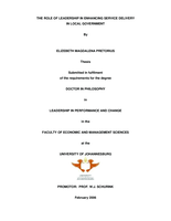 The role of leadership in enhancing service delivery in local government.