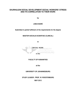 Ekurhuleni Social Development social workers’ stress and its correlation to their work