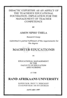 Didactic expertise as an aspect of the teacher's educational foundation : implication for the management of teacher competence