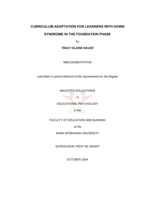 Curriculum adaptation for learners with Down syndrome in the foundation phase.