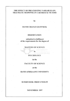 The effect of pre-existing variables on traumatic response in car hijack victims