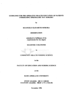 Guidelines for pre-operative health education of patients undergoing opthalmic day surgery