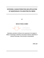 Synthesis, characterization and application of nanoporous cyclodextrin polymers