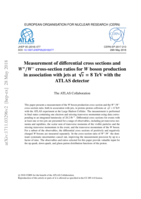 Measurement of differential cross sections and  W+/W− cross-section ratios for W boson production in association with jets at  √s = 8 TeV with the ATLAS detector