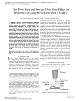 Gas flow rate and powder flow rate effect on properties of laser metal deposited Ti6Al4V