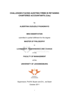 Challenges facing auditing firms in retaining chartered accountants (CAs)