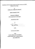 Guidelines for the improvement of EAP services at SAPS Eastern Free State