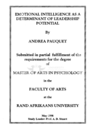 Emotional intelligence as a determinant of leadership potential
