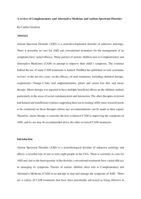 A review of complementary and alternative medicine and Autism Spectrum Disorder