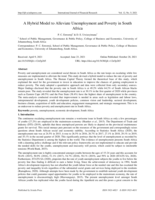 A Hybrid Model to Alleviate Unemployment and Poverty in South  Africa