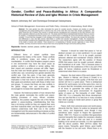 Gender, Conflict and Peace-Building in Africa : A Comparative  Historical Review of Zulu and Igbo Women in Crisis Management