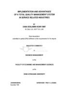 Implementation and advantages of a total quality management system in service related industries