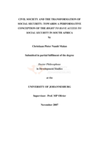 Civil society and the transformation of social security: towards a perspective conception of the right to have access to social security in South Africa