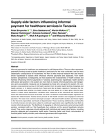 Supply-side factors influencing informal payment for healthcare services in Tanzania