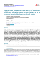 Operational managers experiences of a culture of blame following nurse related adverse in a regional hospital in Gauteng, South Africa