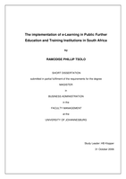 The implementation of e-learning in public Further Education and Training