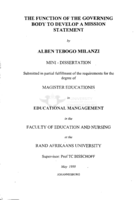 The function of the governing body to develop a mission statement