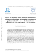 Search for the Higgs boson produced in association with a vector boson and decaying into two spin-zero particles in the H → a a → 4b channel in p p collisions at √s = 13 TeV with the ATLAS detector