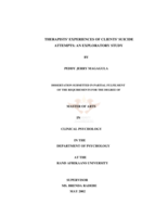 Therapists' experiences of clients' suicide attempts: an exploratory study