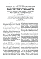 Holocene LSA archaeology from Equus Cave, Buxton-Norlim Limeworks, South Africa : an analysis of the bone tool assemblage