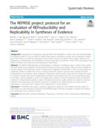 The REPRISE project : protocol for an evaluation of REProducibility and replicability in syntheses of evidence