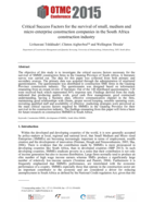 Critical Success Factors for the survival of small, medium and micro enterprise construction companies in the South Africa construction industry
