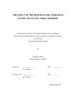 The effect of the homoeopathic similimum in post traumatic stress disorder