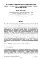 Measuring commuters perceptions of service quality of selected public bus services in the City of Johannesburg