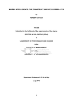 Moral intelligence : the construct and key correlates
