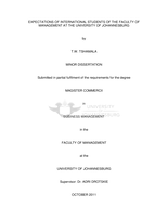 Expectations of international students of the Faculty of Management at the University of Johannesburg