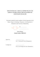 Effectiveness of a cervical support pillow and cervical manipulation in the management of cervicogenic headache