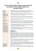 A food-manufacturing manager’s experiences and perceptions of the implementation of an incentive scheme