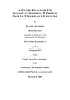 A holistic framework for successfully sponsoring IT projects from an IT governance perspective.