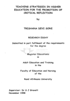 Teaching strategies in higher education for the promotion of critical reflection